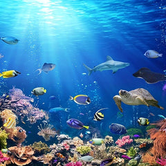 Tropical Ocean Shower Curtain Waterproof Fabric Bath Curtain