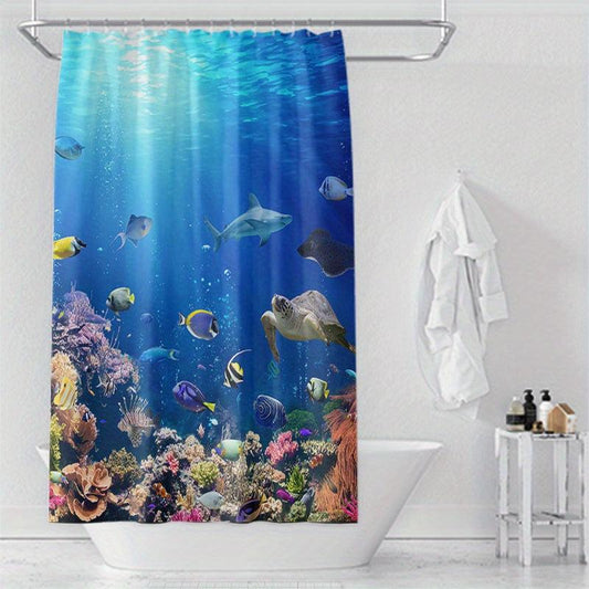 Tropical Ocean Shower Curtain Waterproof Fabric Bath Curtain