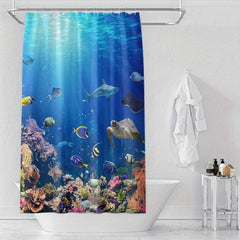 Tropical Ocean Shower Curtain Waterproof Fabric Bath Curtain