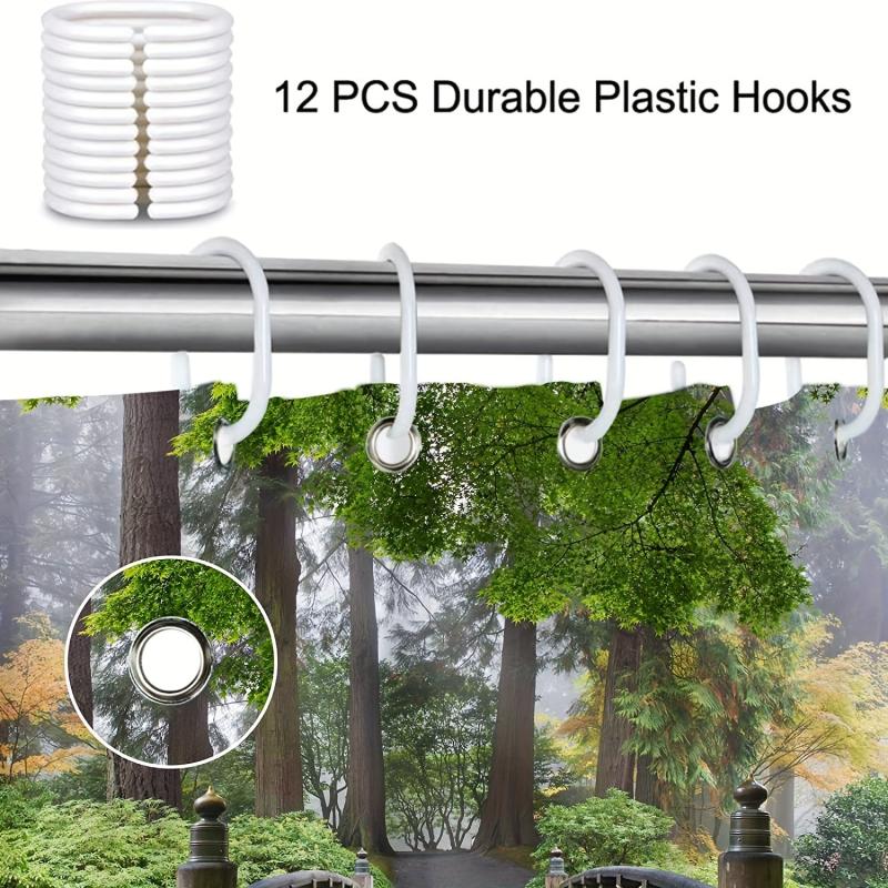 Wooden Bridge Shower Curtain Mountain View with 12 Hooks