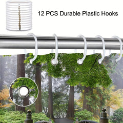 Wooden Bridge Shower Curtain Mountain View with 12 Hooks