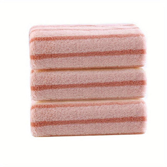 Striped Pattern Hand Towel Coral Fleece Soft Skin-friendly Absorbent