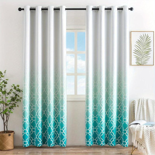 Moroccan Printed Blackout Curtain - Thermal Insulated Gradient Panel
