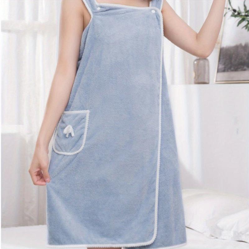 Coral Plush Bathing Skirt Soft Water Absorbent Bathrobe Wearable Bath Towel