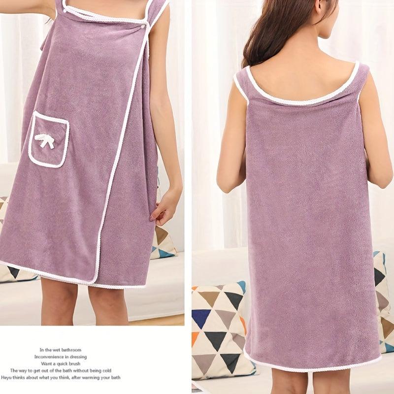 Coral Plush Bathing Skirt Soft Water Absorbent Bathrobe Wearable Bath Towel