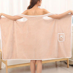 Coral Plush Bathing Skirt Soft Water Absorbent Bathrobe Wearable Bath Towel