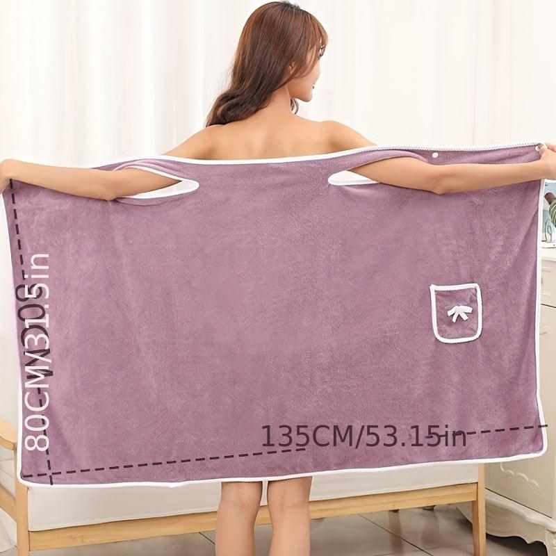 Coral Plush Bathing Skirt Soft Water Absorbent Bathrobe Wearable Bath Towel