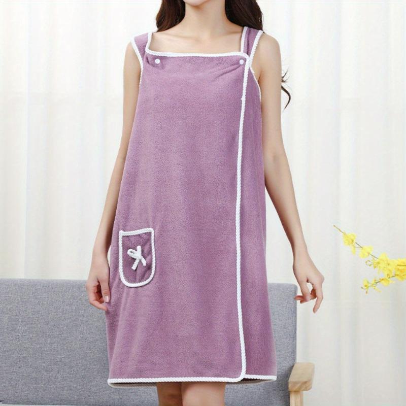 Coral Plush Bathing Skirt Soft Water Absorbent Bathrobe Wearable Bath Towel