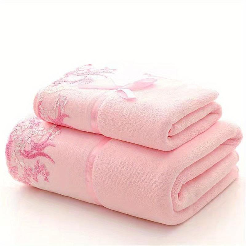 2pcs Lace Embroidered Towel Set Soft Hand Towel Bath Towel Absorbent Towels