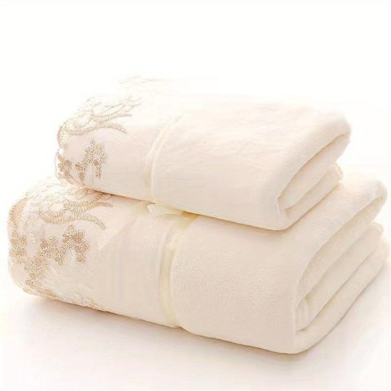 2pcs Lace Embroidered Towel Set Soft Hand Towel Bath Towel Absorbent Towels