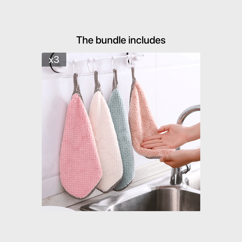 4pcs Thickened Dish Towel Hanging Hand Towels Kitchen Rag