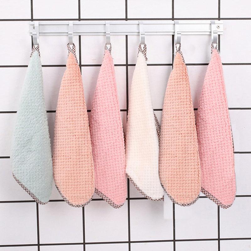 4pcs Thickened Dish Towel Hanging Hand Towels Kitchen Rag