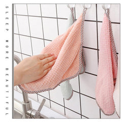 4pcs Thickened Dish Towel Hanging Hand Towels Kitchen Rag