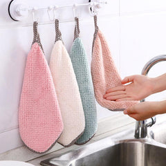 4pcs Thickened Dish Towel Hanging Hand Towels Kitchen Rag