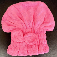 Soft Bow Decor Hair Drying Cap Towel Quick Drying Shower Cap