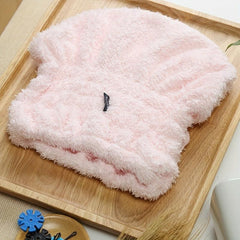 Soft Bow Decor Hair Drying Cap Towel Quick Drying Shower Cap