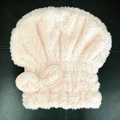 Soft Bow Decor Hair Drying Cap Towel Quick Drying Shower Cap