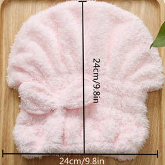 Soft Bow Decor Hair Drying Cap Towel Quick Drying Shower Cap