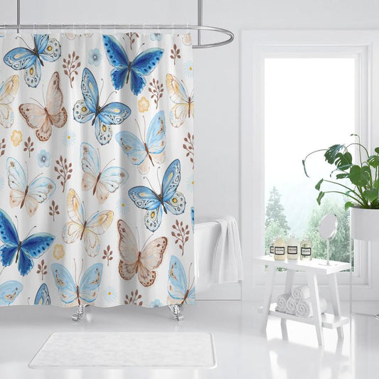 Colorful Floral Shower Curtain with 12 Hooks