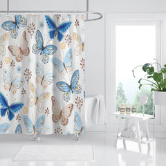 Colorful Floral Shower Curtain with 12 Hooks