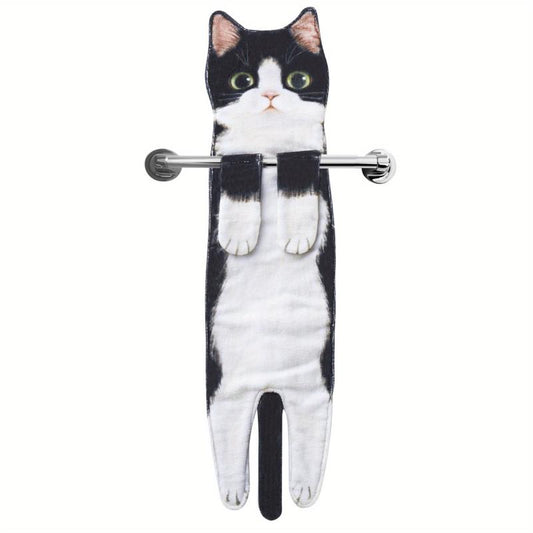 Christmas Cat Hand Towels - Absorbent Soft Decorative Washcloths