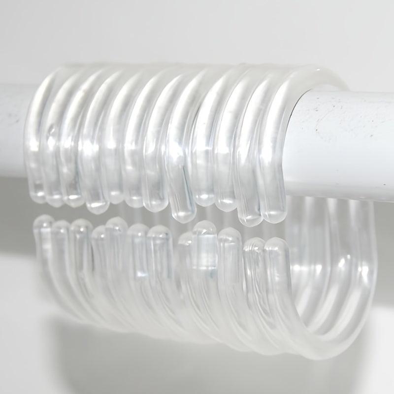 12pcs Clear C Shower Curtain Rings Strong Hooks Easy Installation