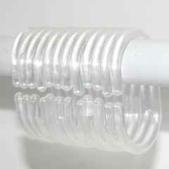12pcs Clear C Shower Curtain Rings Strong Hooks Easy Installation