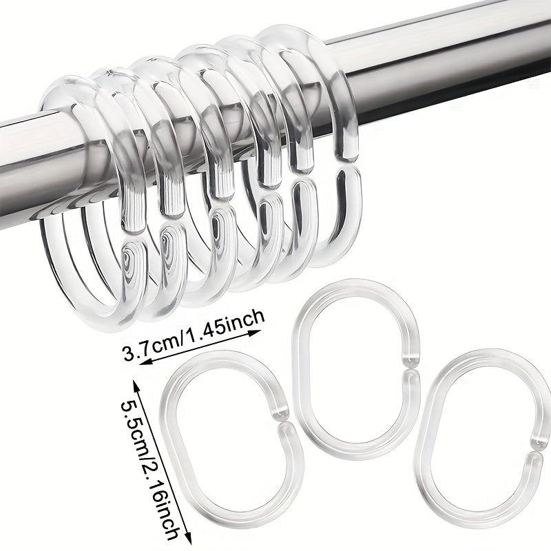 12pcs Clear C Shower Curtain Rings Strong Hooks Easy Installation
