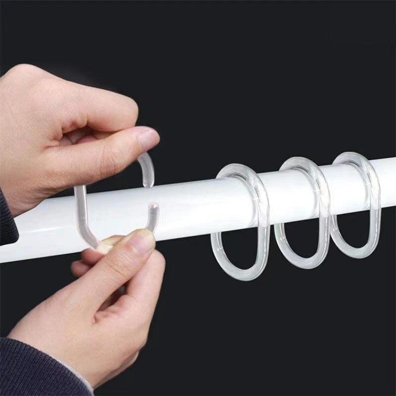 12pcs Clear C Shower Curtain Rings Strong Hooks Easy Installation
