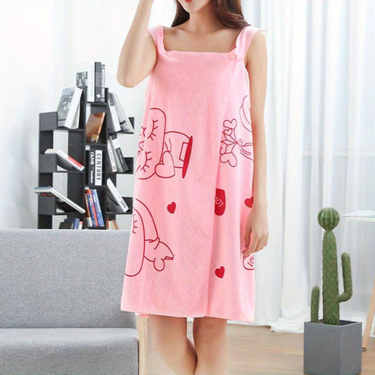 Women's Quick Drying Bathrobe with Thick Straps - Absorbent Spa Wrap Towel