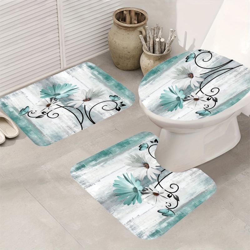 Butterfly Flower Shower Curtain Set