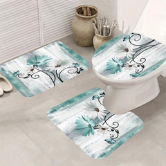 Butterfly Flower Shower Curtain Set