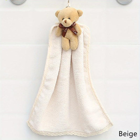 Cartoon Bear Hanging Towel Coral Fleece Absorbent Soft Towel