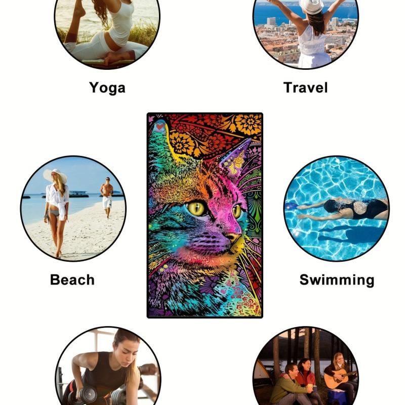 Doodle Cat Beach Towel Quick Drying Soft Absorbent Towel