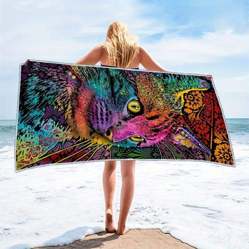 Doodle Cat Beach Towel Quick Drying Soft Absorbent Towel