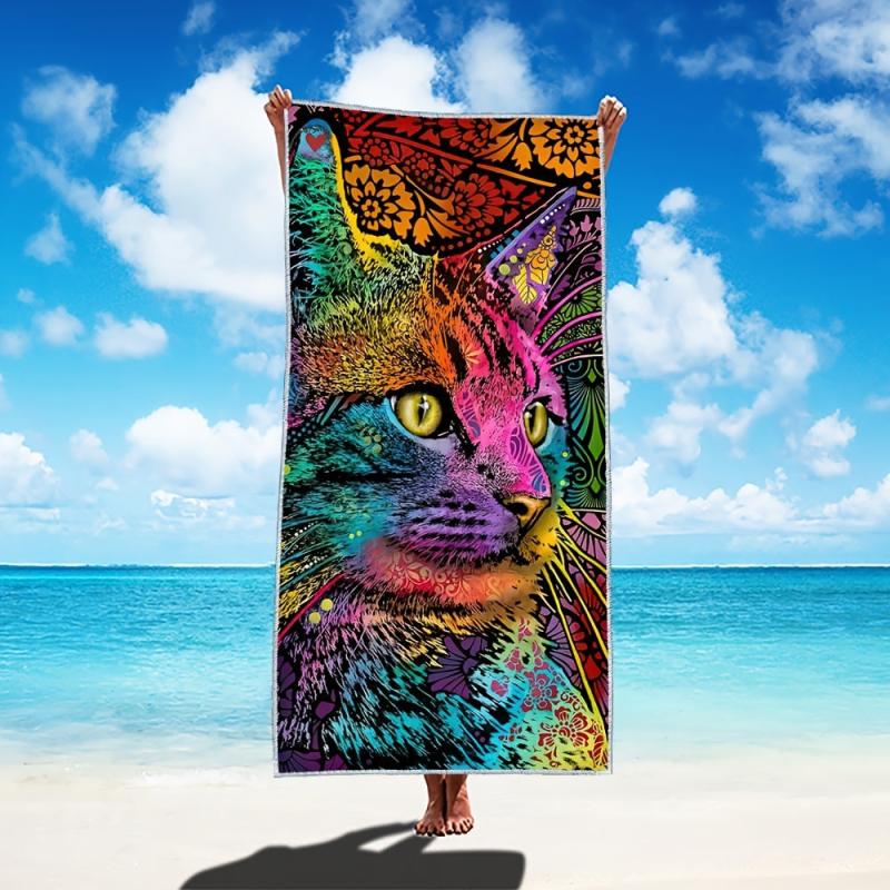 Doodle Cat Beach Towel Quick Drying Soft Absorbent Towel