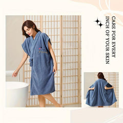 2pcs Bath Skirt & Hair Caps for Women Soft & Absorbent Towel Bathrobe