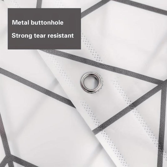 Diagonal Plaid Shower Curtain Waterproof PEVA with Metal Buttonholes