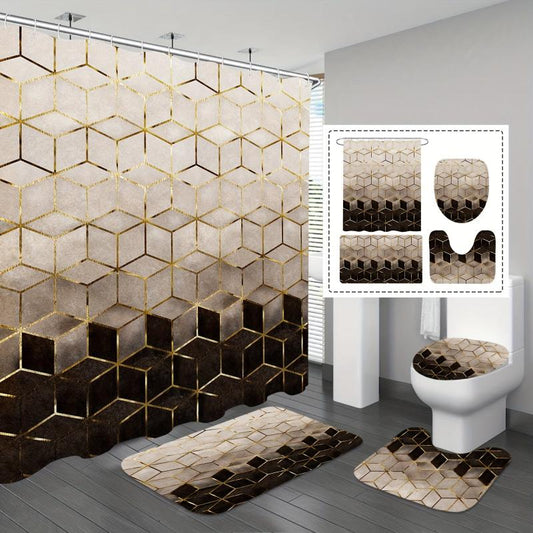 Modern Ombre Shower Curtain Set with Hooks