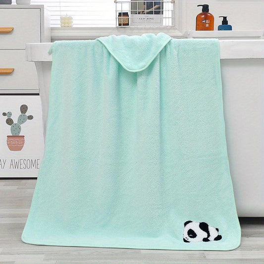Coral Velvet Bath Towel Panda Pattern Quick Drying Soft Absorbent 70x140cm