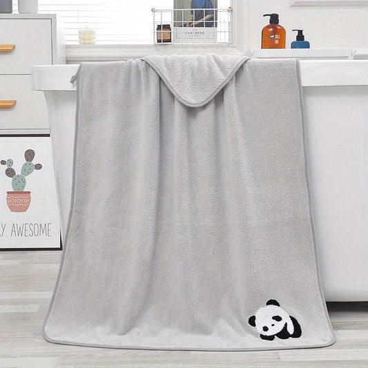Coral Velvet Bath Towel Panda Pattern Quick Drying Soft Absorbent 70x140cm
