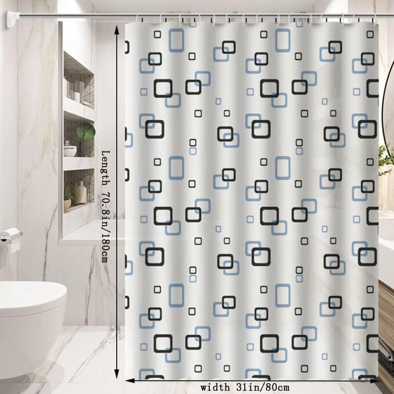 Small Checkered Shower Curtain Waterproof with Hooks Bathroom Accessories