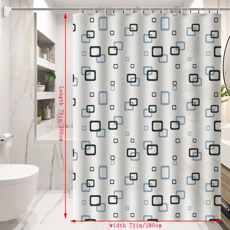 Small Checkered Shower Curtain Waterproof with Hooks Bathroom Accessories