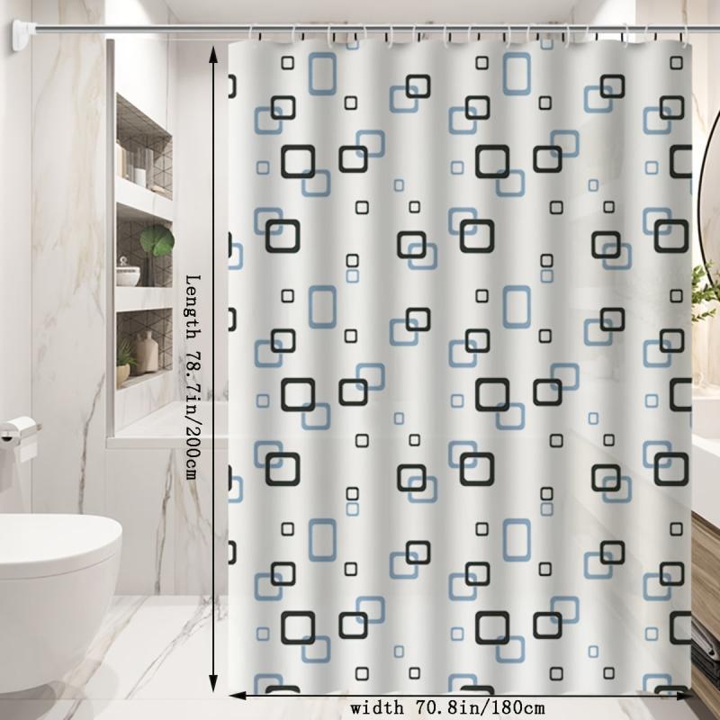 Small Checkered Shower Curtain Waterproof with Hooks Bathroom Accessories