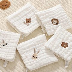 Animal Embroidered Washcloth Handkerchiefs Soft Absorbent Towel