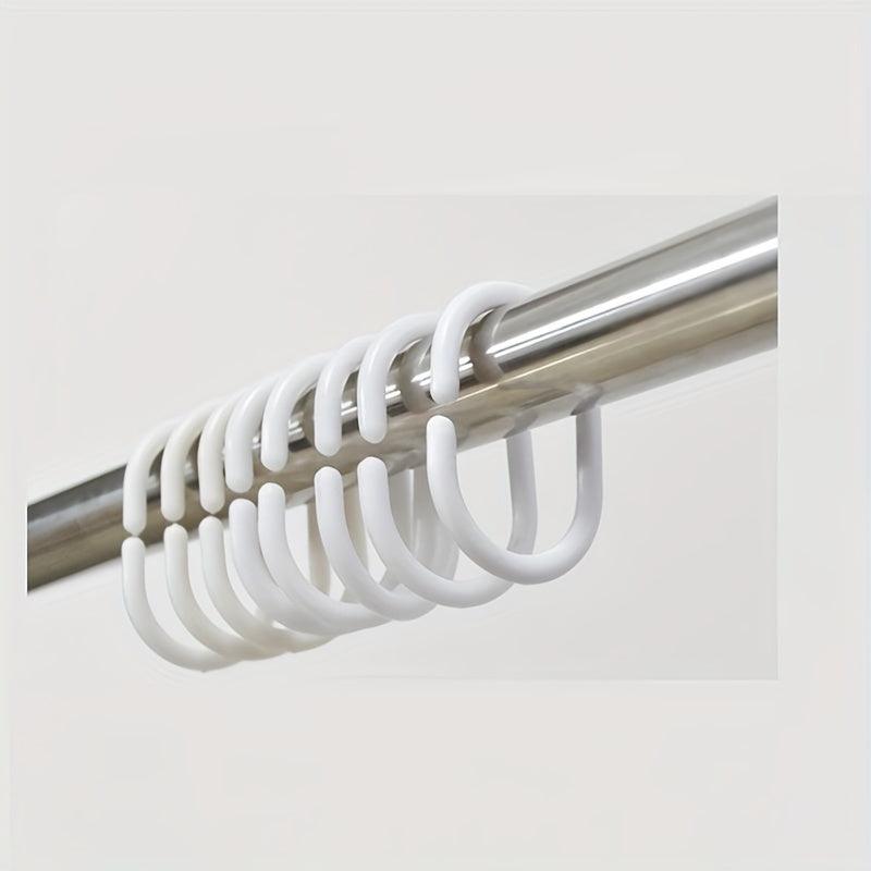 12pcs C-shaped Shower Curtain Plastic Hooks Coarse Buckle Ring