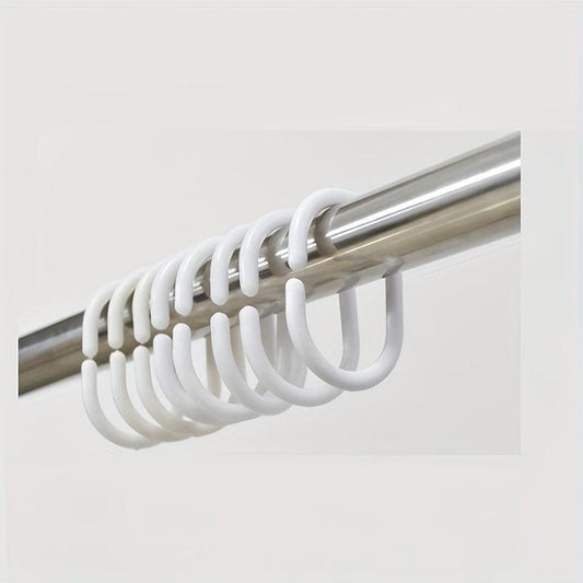 12pcs C-shaped Shower Curtain Plastic Hooks Coarse Buckle Ring