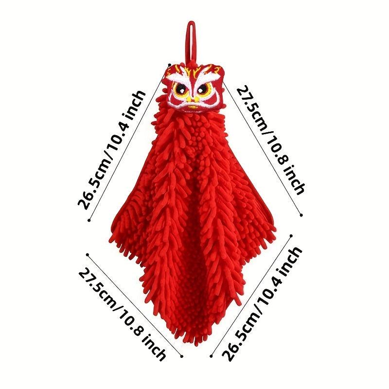 Chenille Wiping Hand Towel Red Absorbent Hand Towel