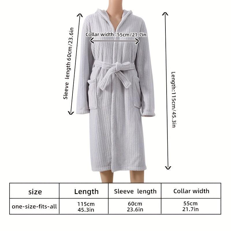 Coral Fleece Bathrobe Vertical Stripe Soft Pajamas