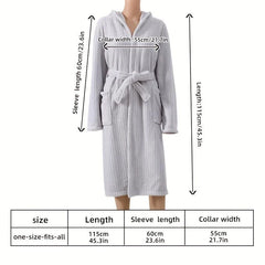 Coral Fleece Bathrobe Vertical Stripe Soft Pajamas